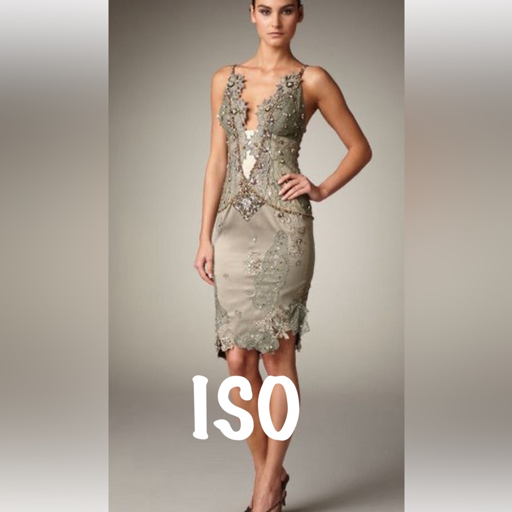 ISO Mandalay Julian Joyce Embellished Olive Midi Dress